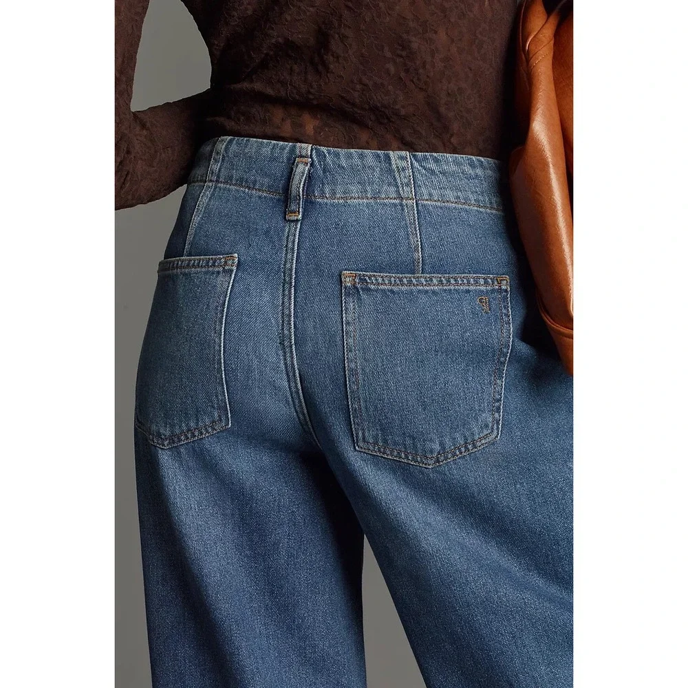 Pilcro Anthropologie The Georgia Full-Length High-Rise Barrel Jeans Womens 32P